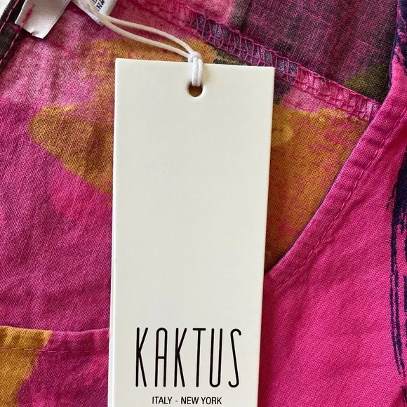 KAKTUS Plus Made In Italy Linen Brush Stroke Dress - Picture 9 of 15